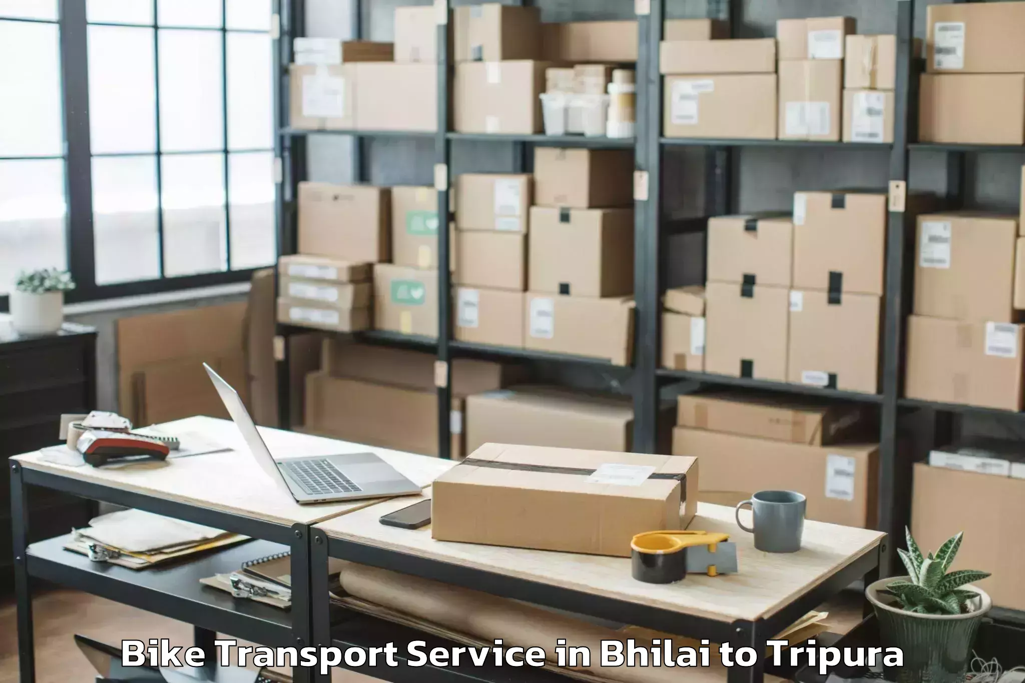 Trusted Bhilai to Kamalpur Airport Ixq Bike Transport